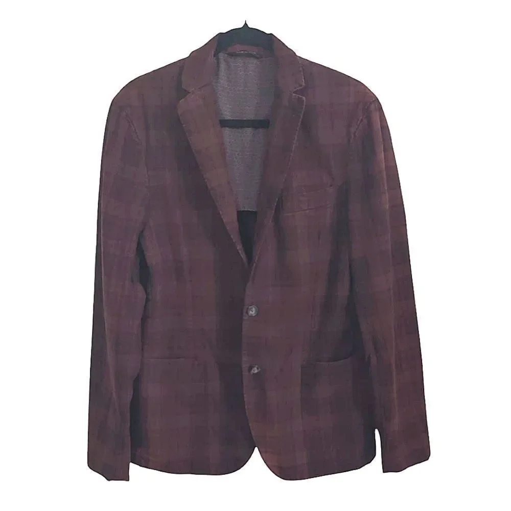 Classic Brown Checkered Men's Blazer Italy IT52 US 42R